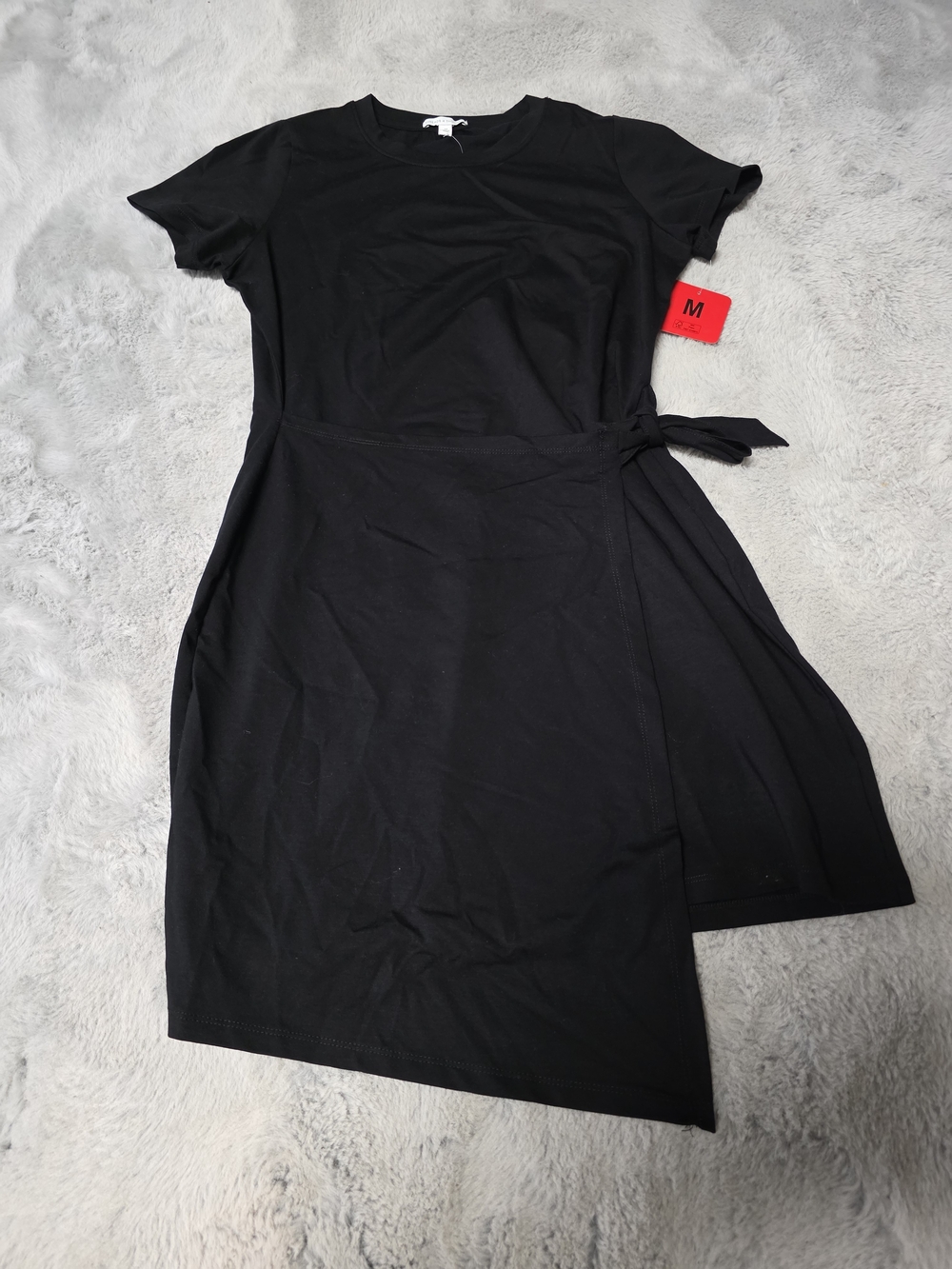 NWT Classic Black Wrap-Accent T-Shirt Dress